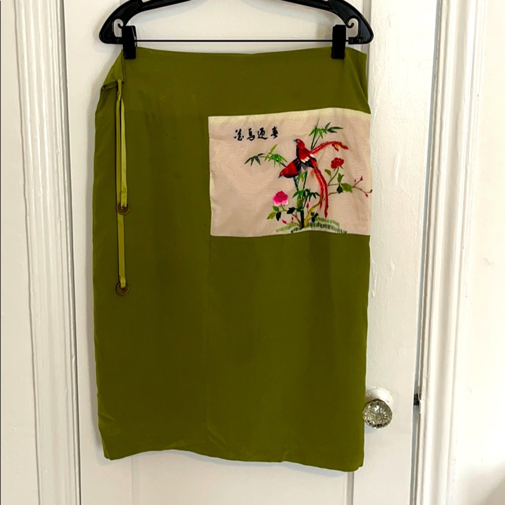 COREY LYNN CALTER embroidered silk skirt Sz M